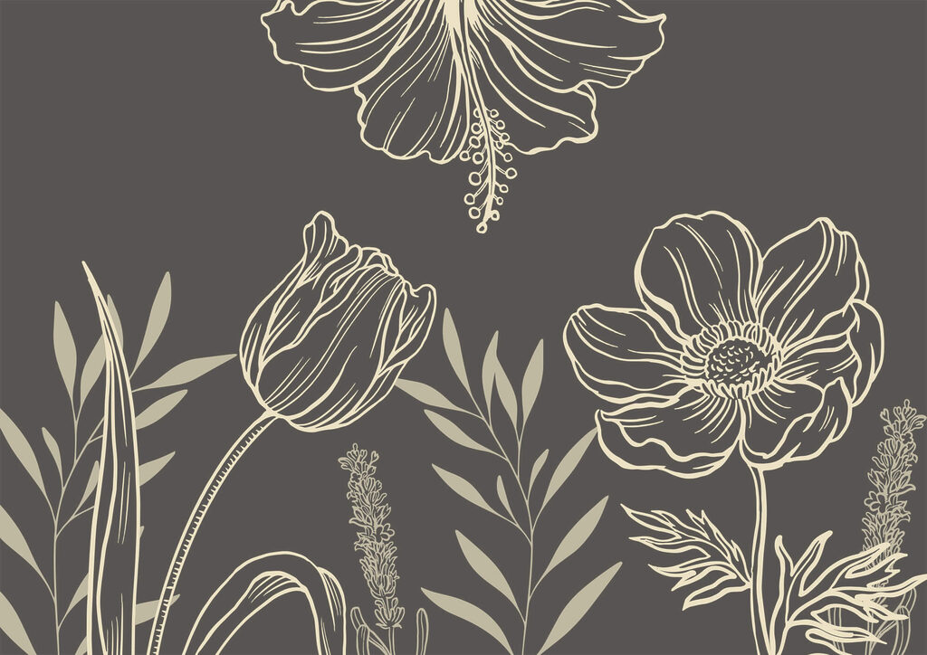 Open flower outlines — full design
