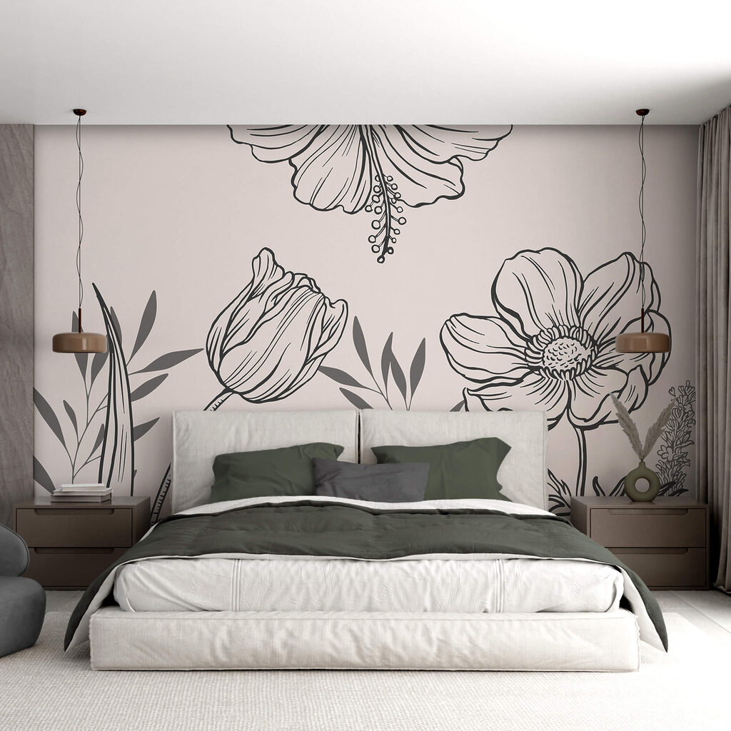 Flowers in Ink in an interior
