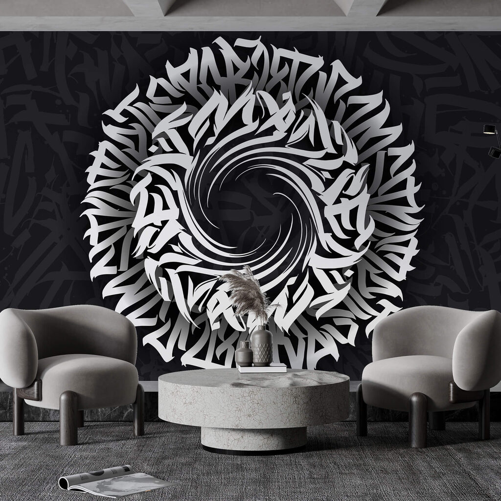 Swirling letters — interior 1