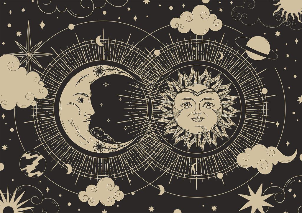 Sun and moon together — full design