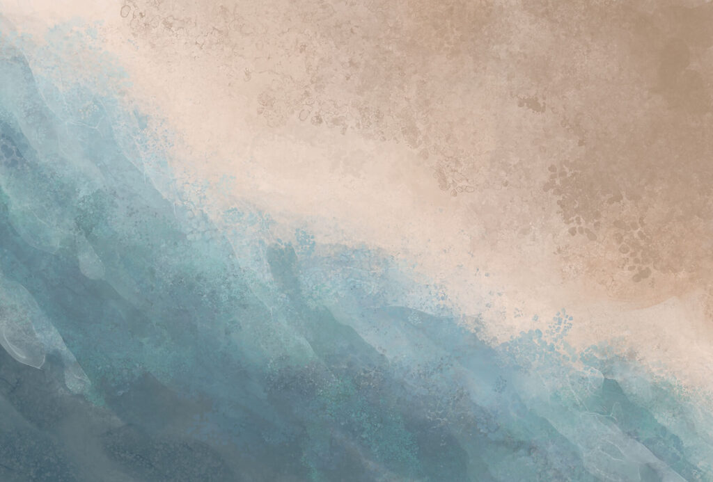 Turquoise waves meet sand — full design