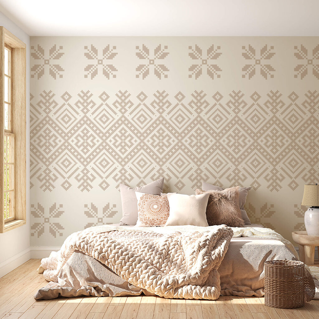 Geometric band and flowers — interior 1