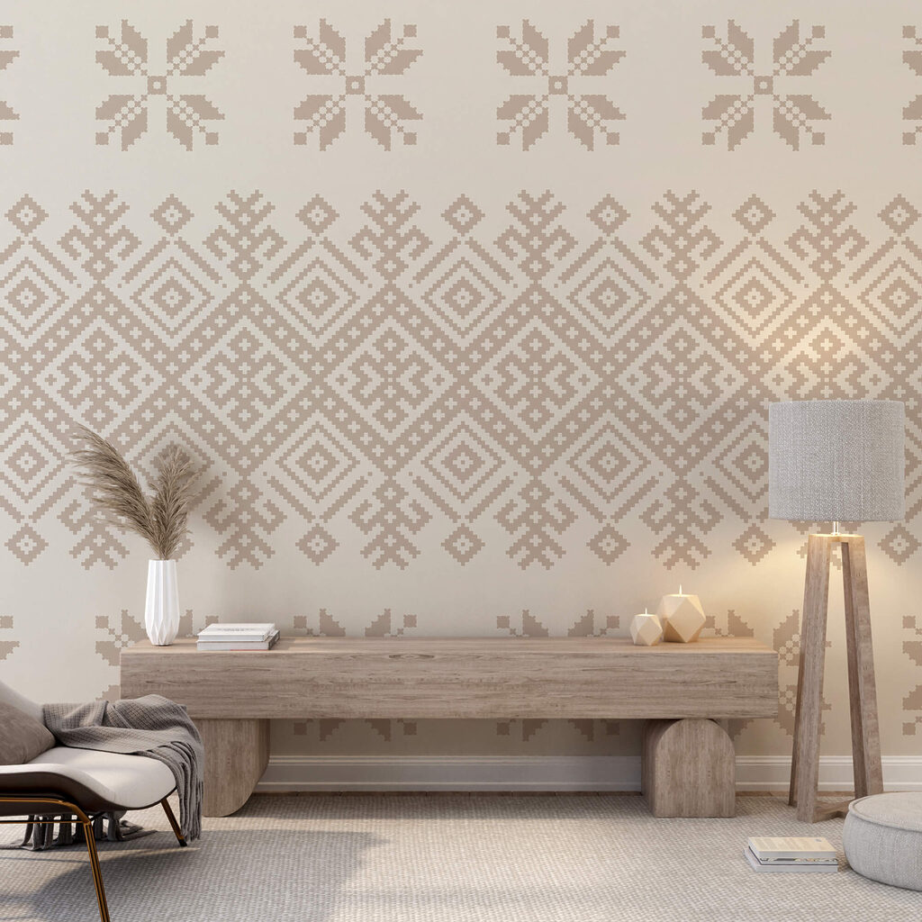 Geometric band and flowers — interior 3