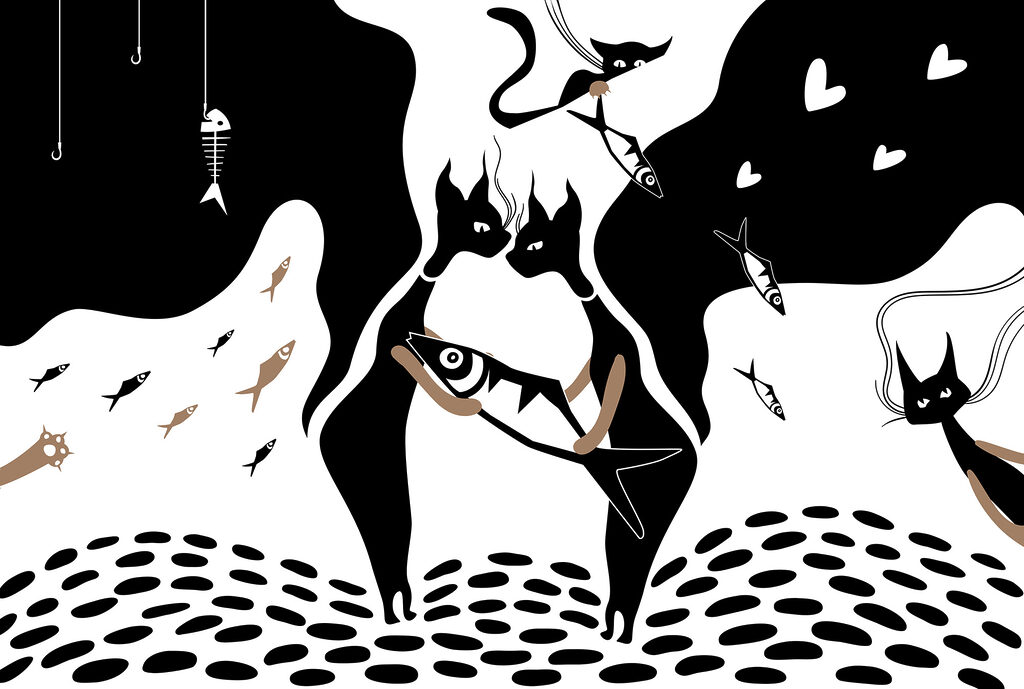 Black and white cats — full design