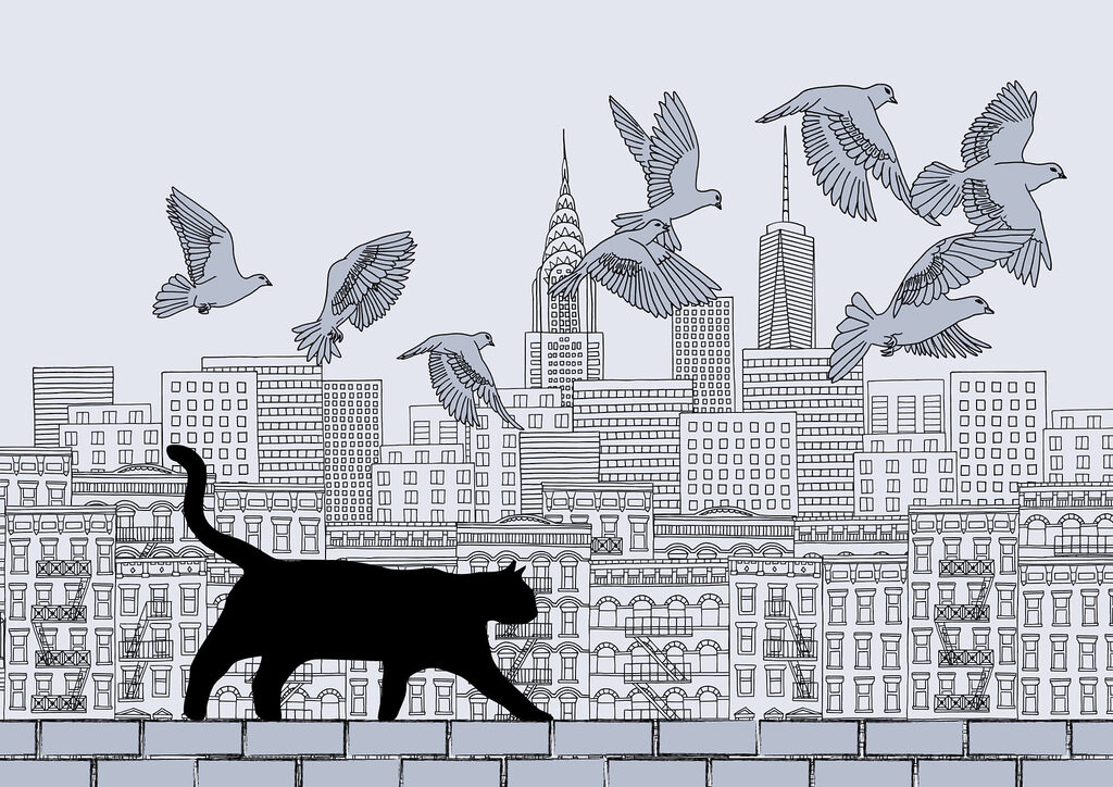 Cat above the rooftops — full design