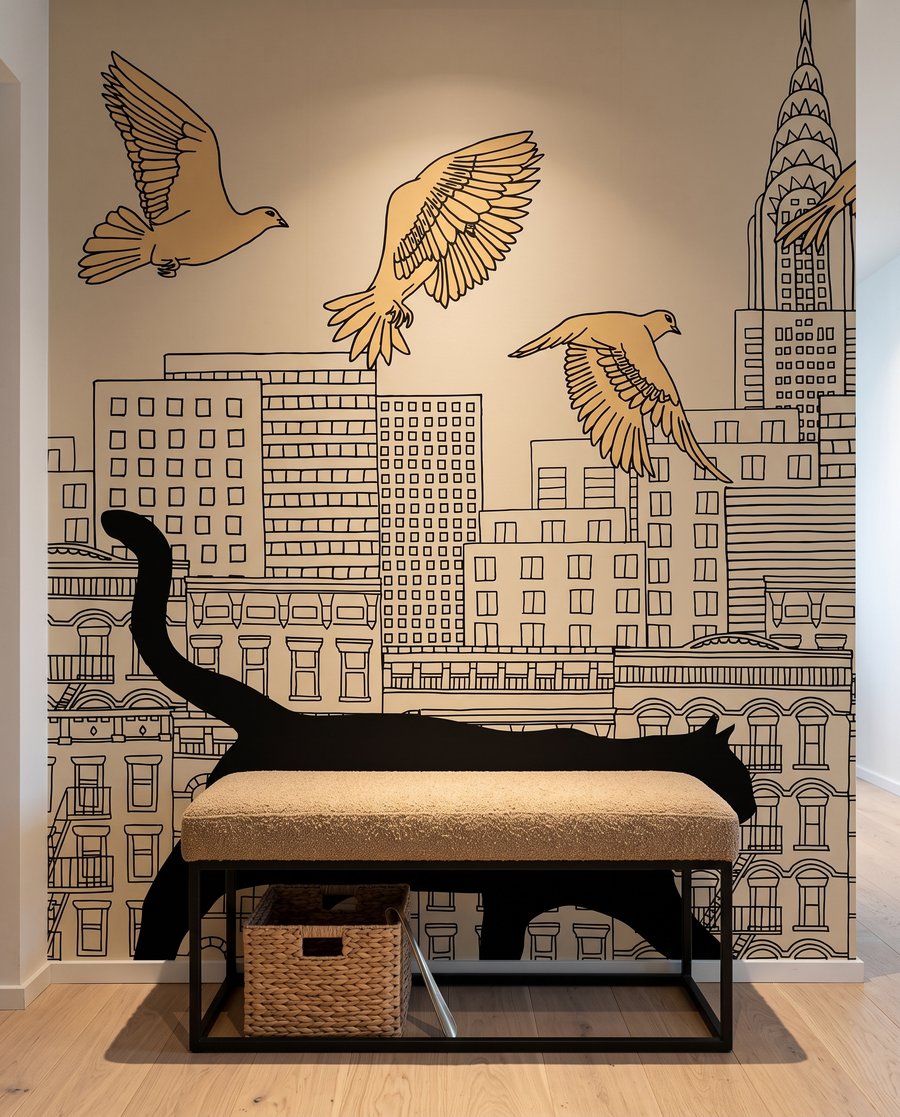 Cats Above the City in an interior
