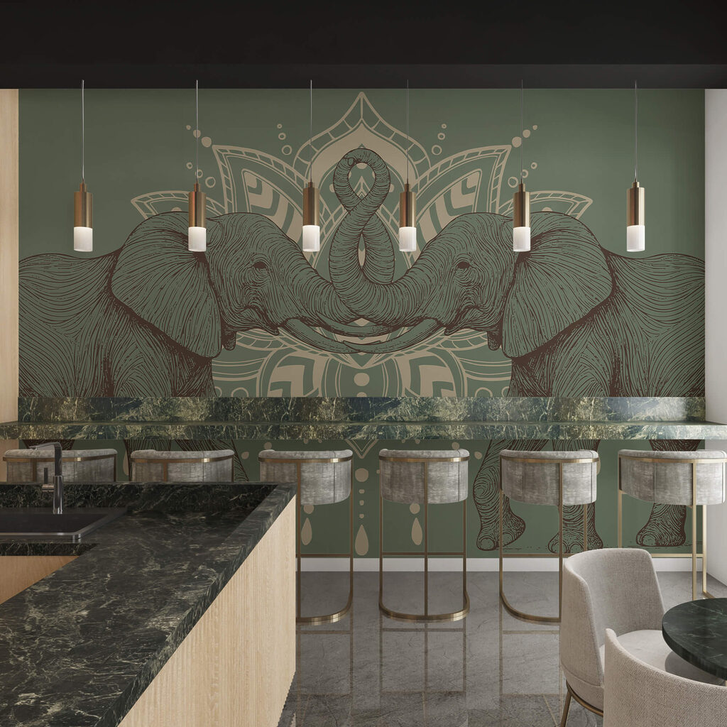 Elephants before an ornament — interior 2