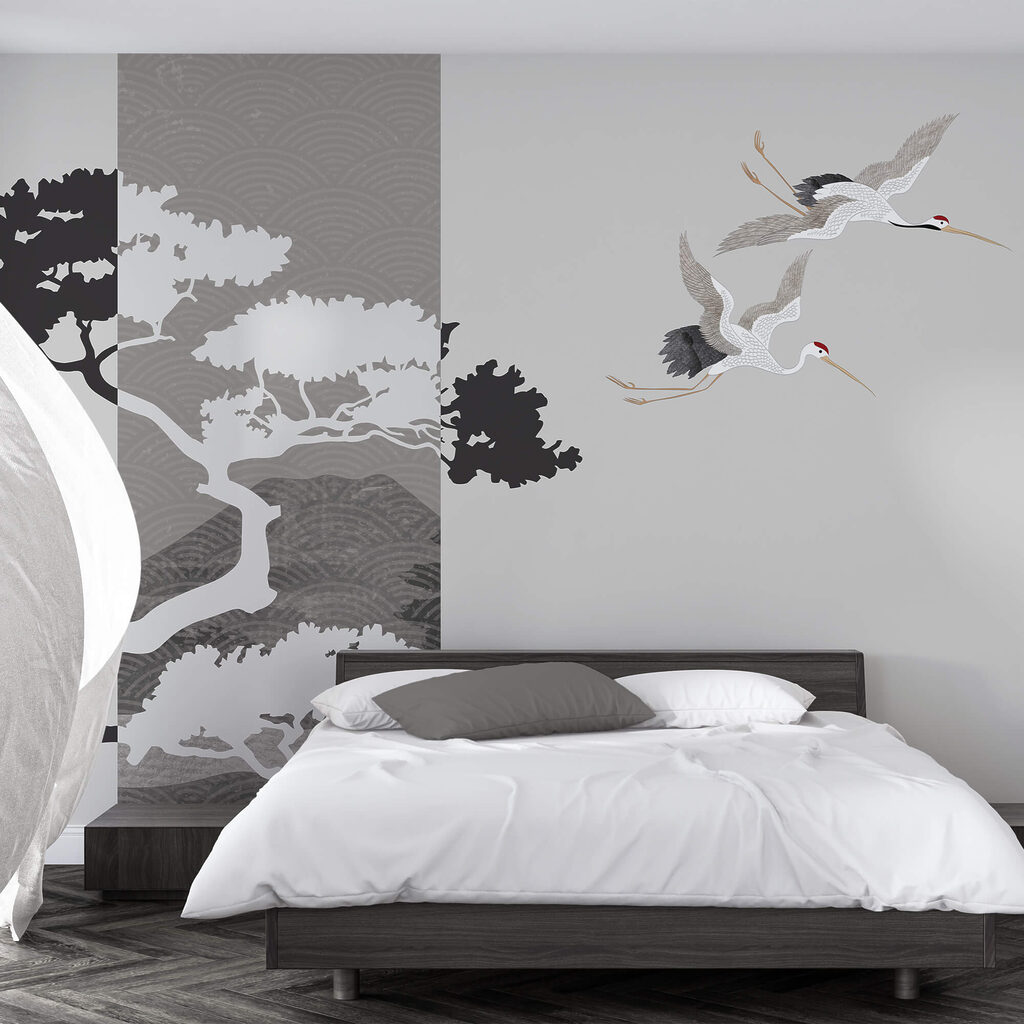 Cranes in Flight in an interior