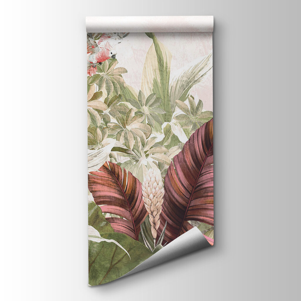 Parrots among large flowers — product view