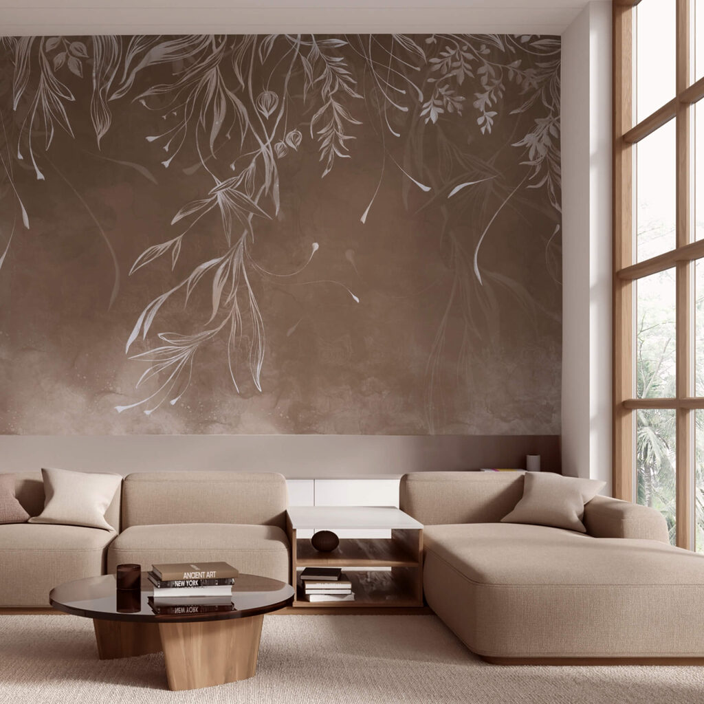 Hanging twigs on brown — interior 2