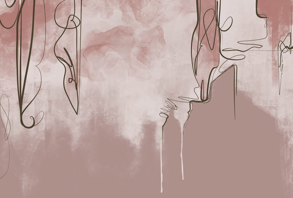 Faces among pink veils — full design