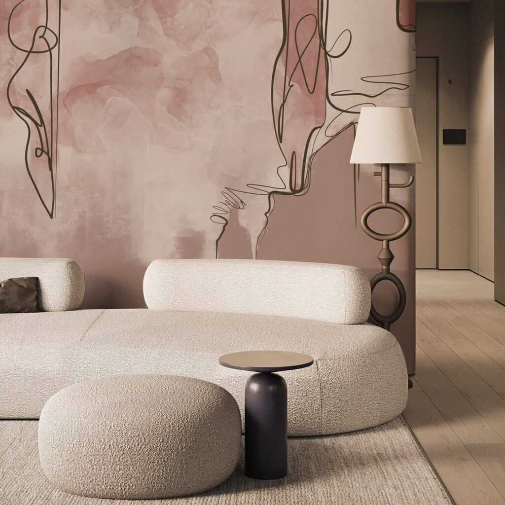 Faces among pink veils — interior 2