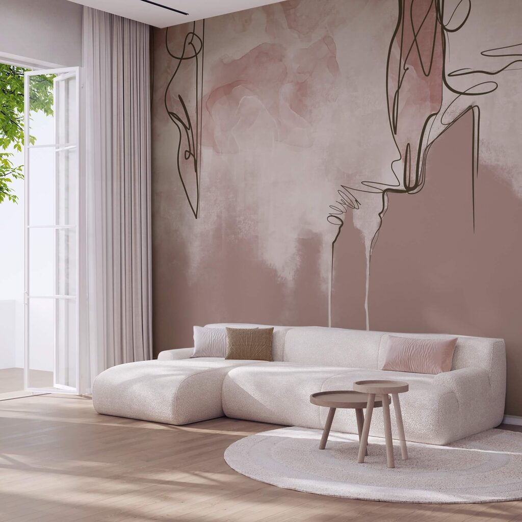 Faces among pink veils — interior 3
