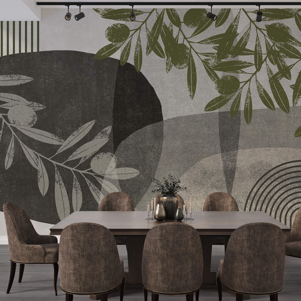 Leaves among abstract arches — interior 2