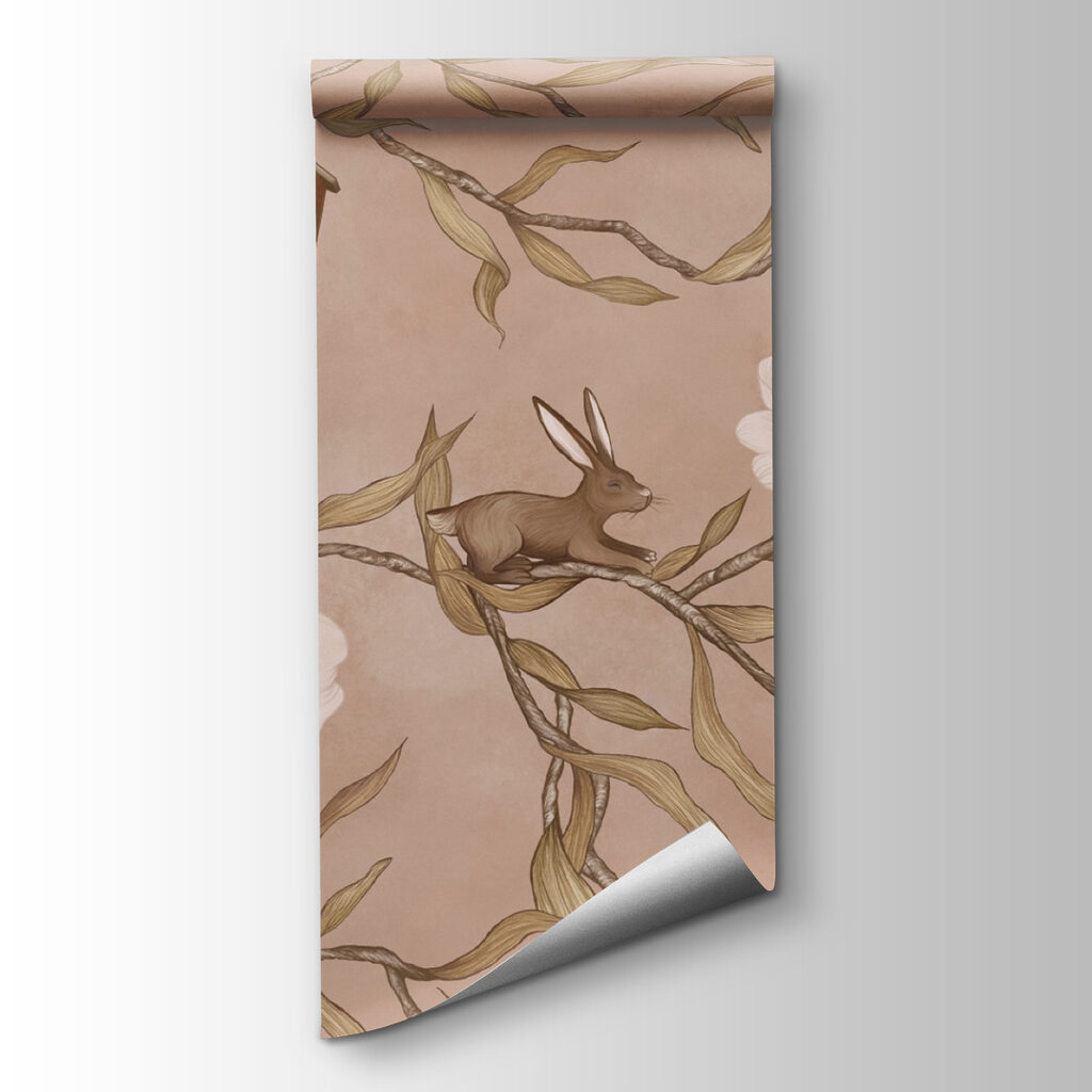 Rabbits on blossom branches — product view