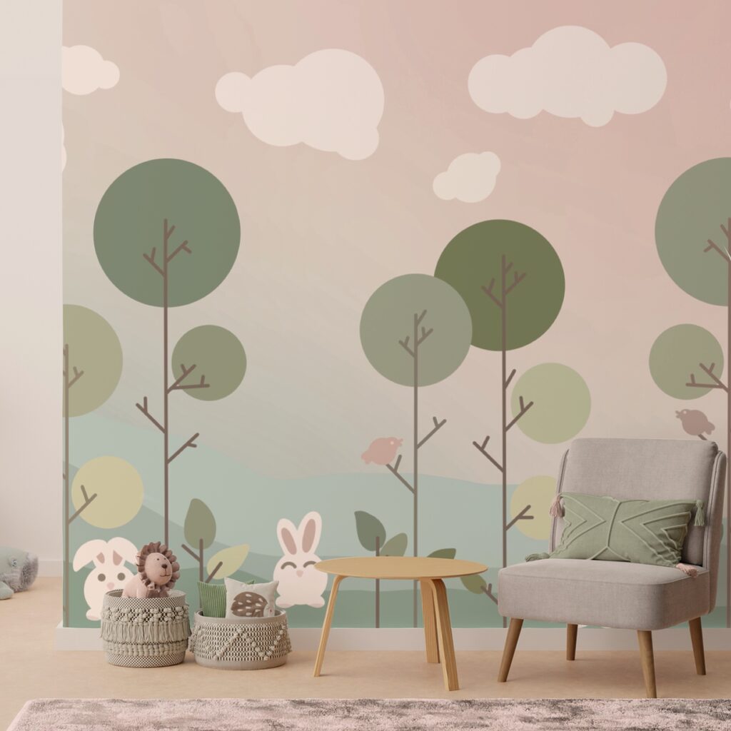 Rabbits among round treetops — interior 3