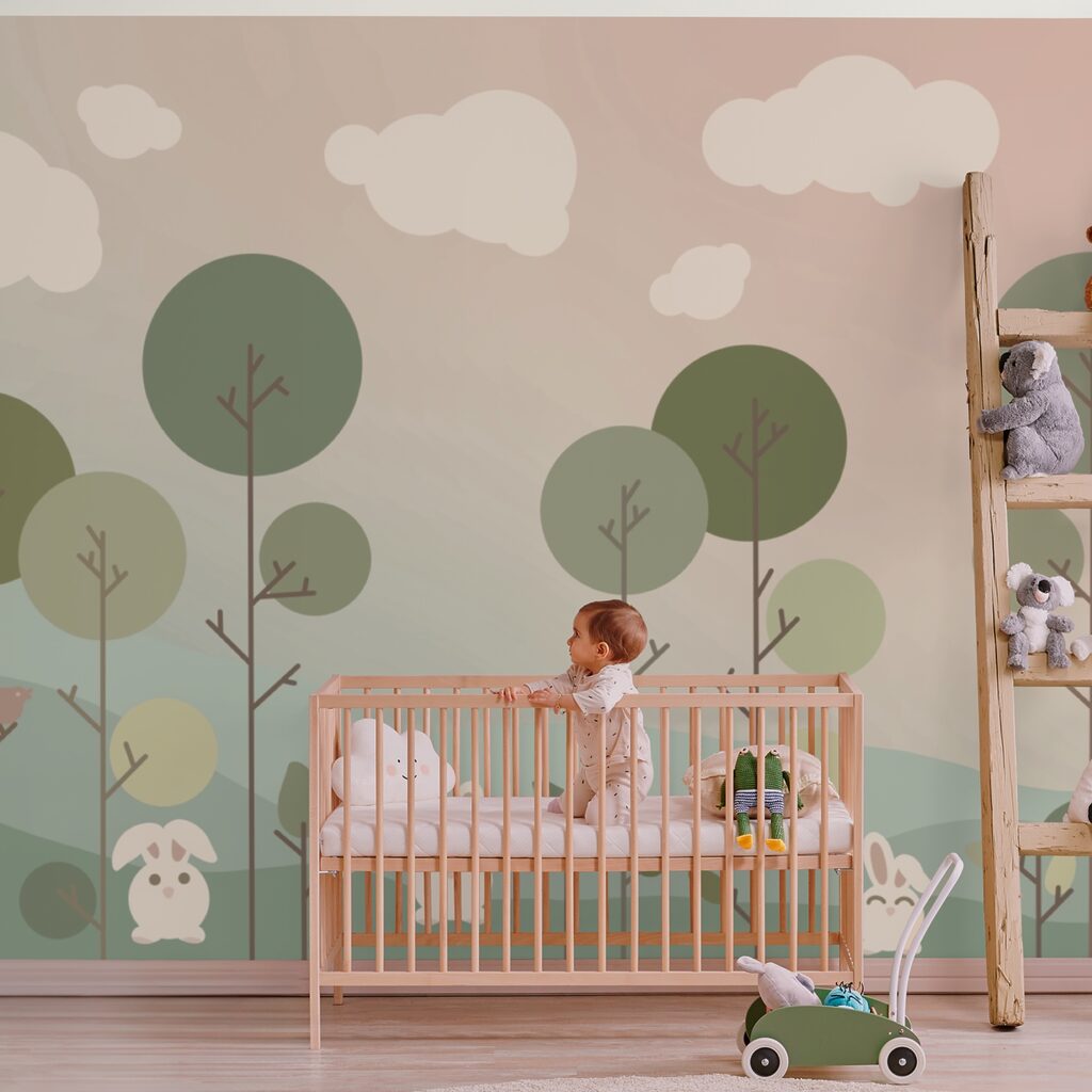 Rabbits among round treetops — interior 5