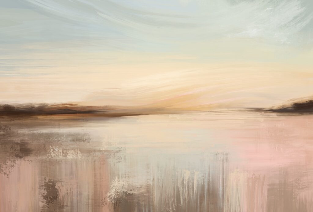 Lake in evening tones — full design