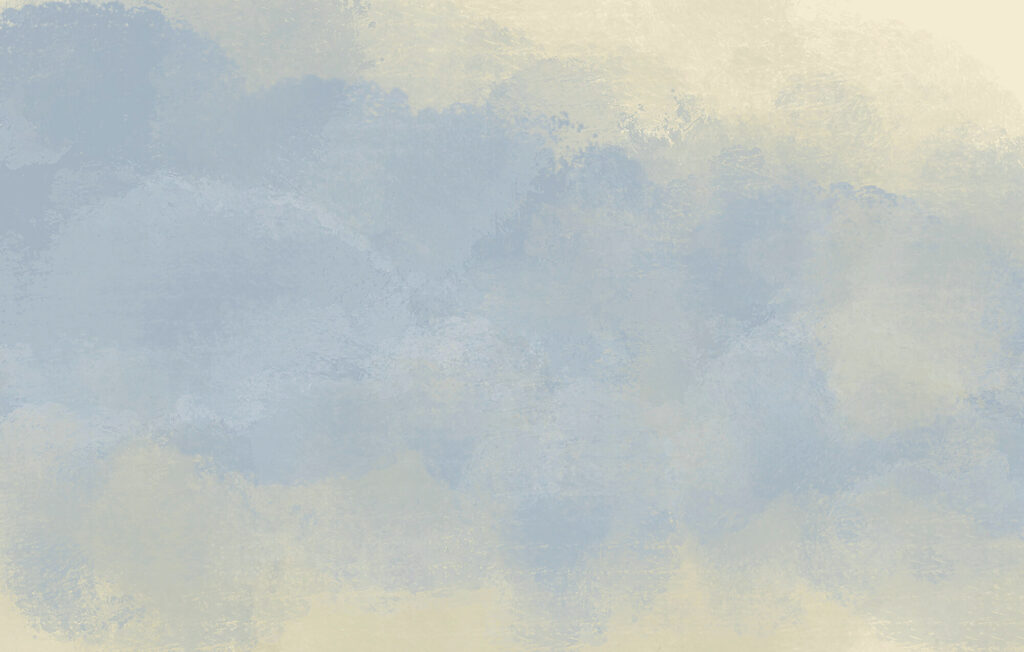Pale blue paint clouds — full design