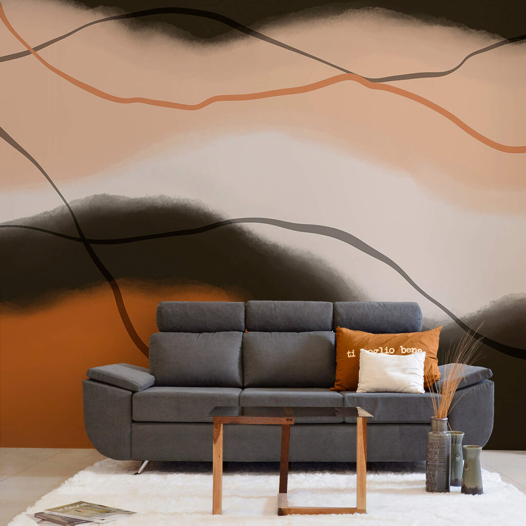 Orange waves on black — interior 1