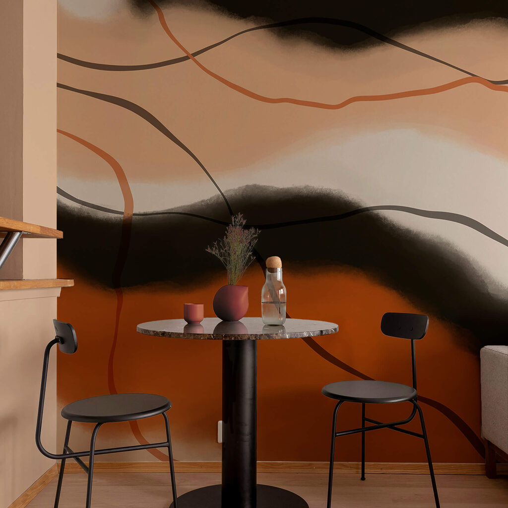Orange waves on black — interior 3