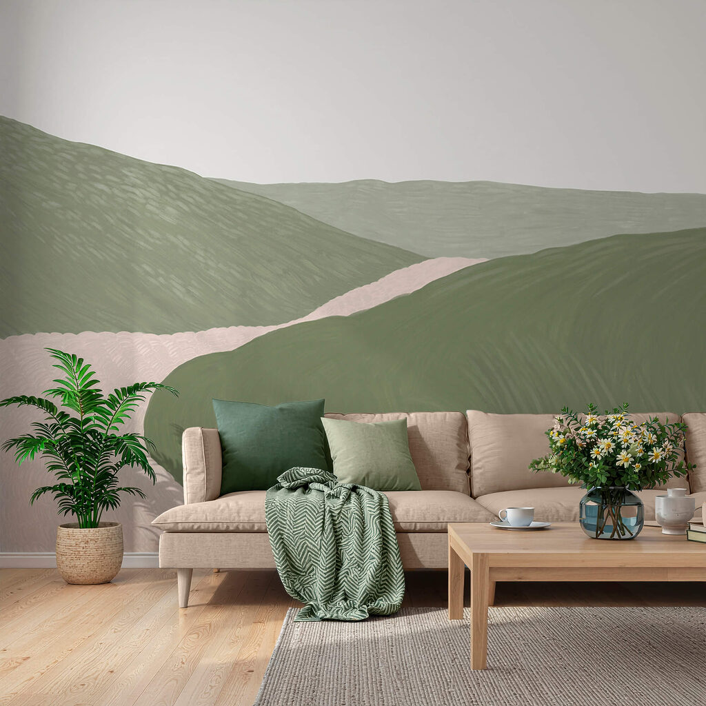 Path through drawn hills — interior 1