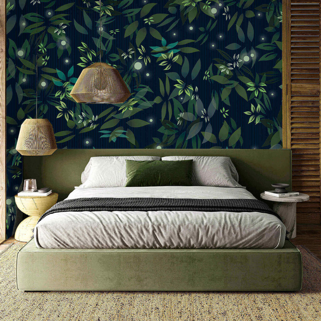 Leaves on midnight blue — interior 2