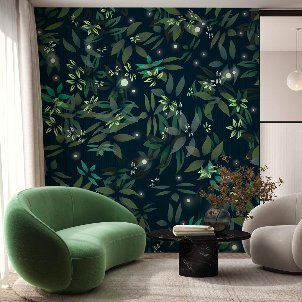 Leaves on midnight blue — interior 3