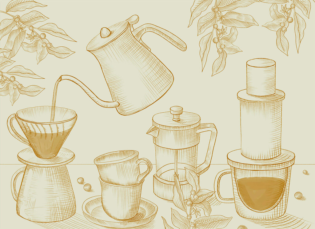 Coffee in fine lines — full design