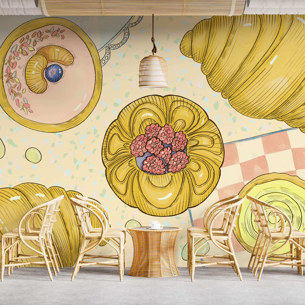 Croissants and colourful pastries — interior 1