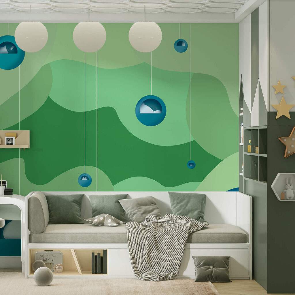 Floating glossy spheres — interior 2
