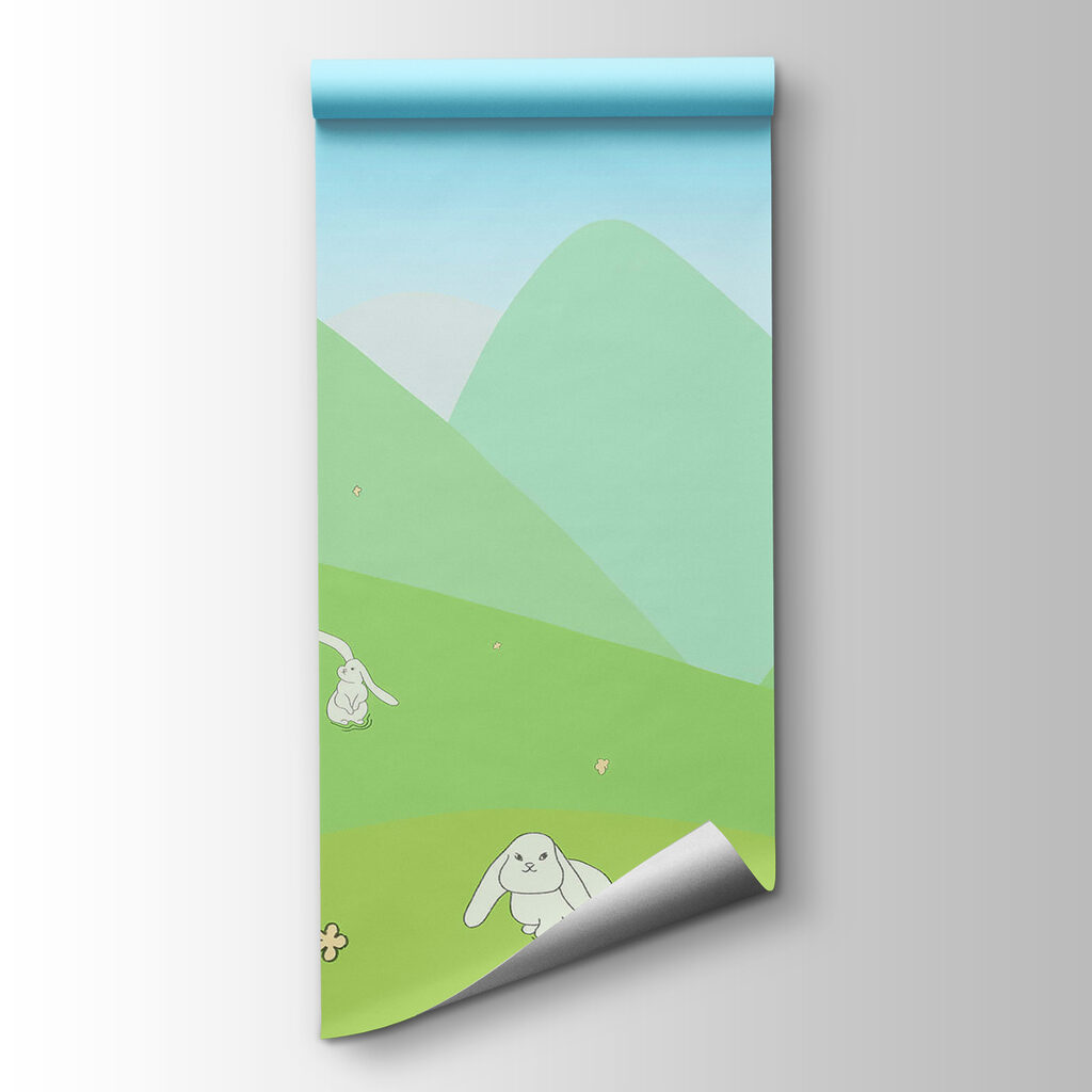 Rabbits on green hills — product view