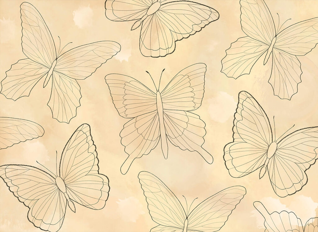 Butterflies in watercolour — full design