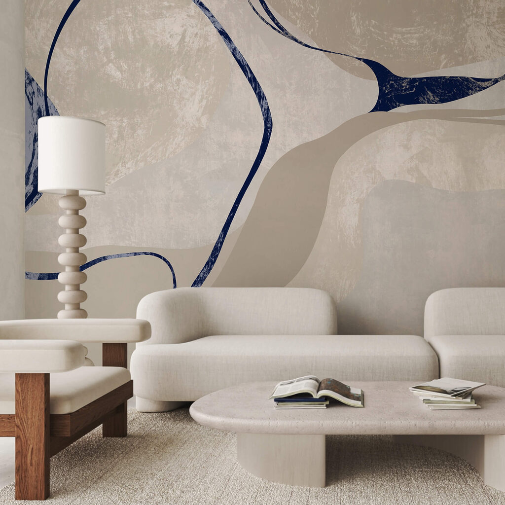 Blue lines through sand — interior 1