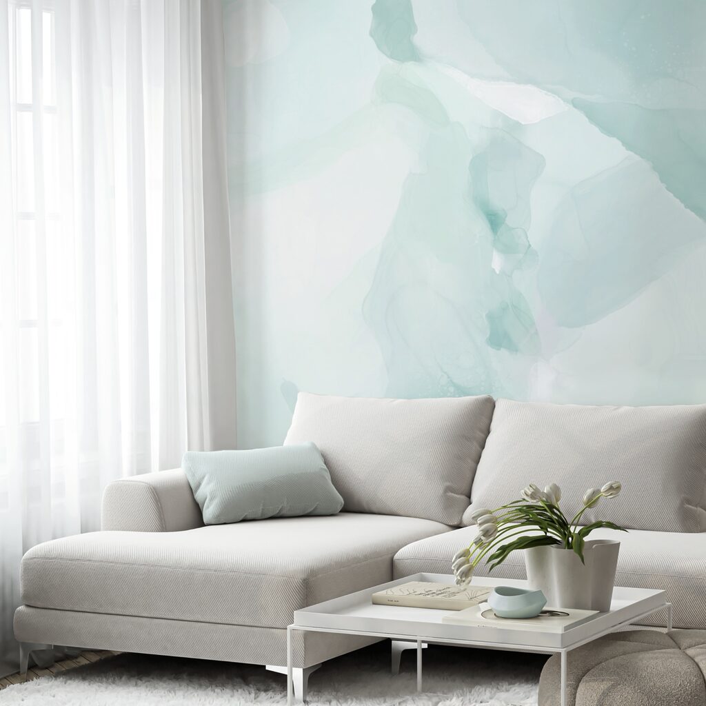 Turquoise veils flowing together — interior 2