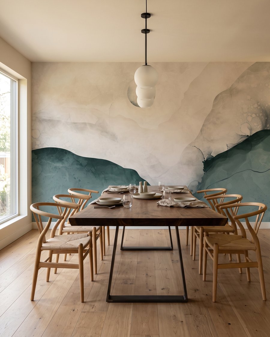 Moon over Mountains in an interior