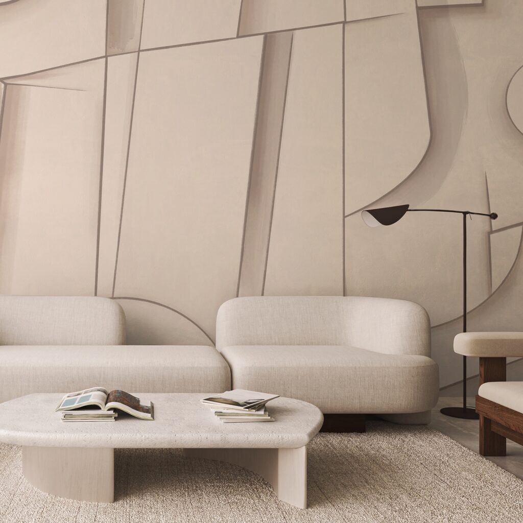 Curved shapes in peach — interior 2