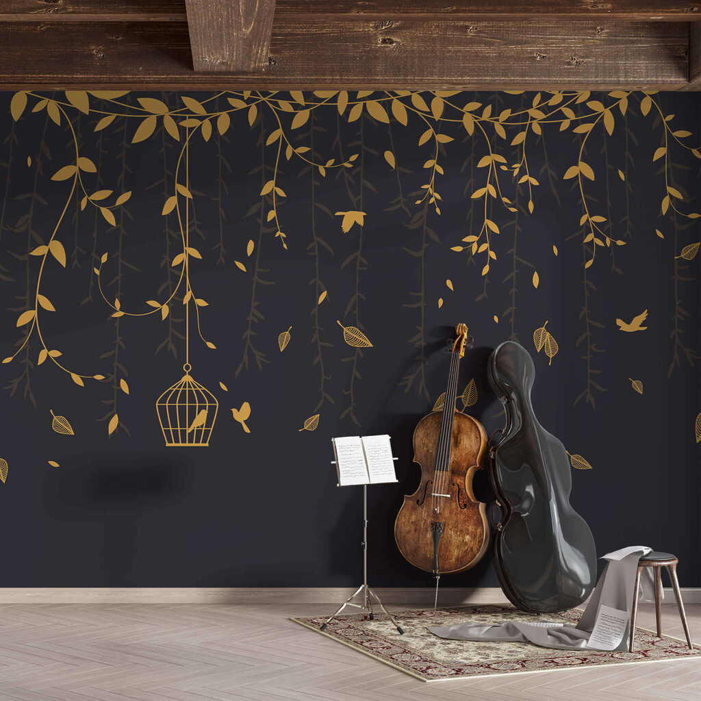 Birds among hanging twigs — interior 1