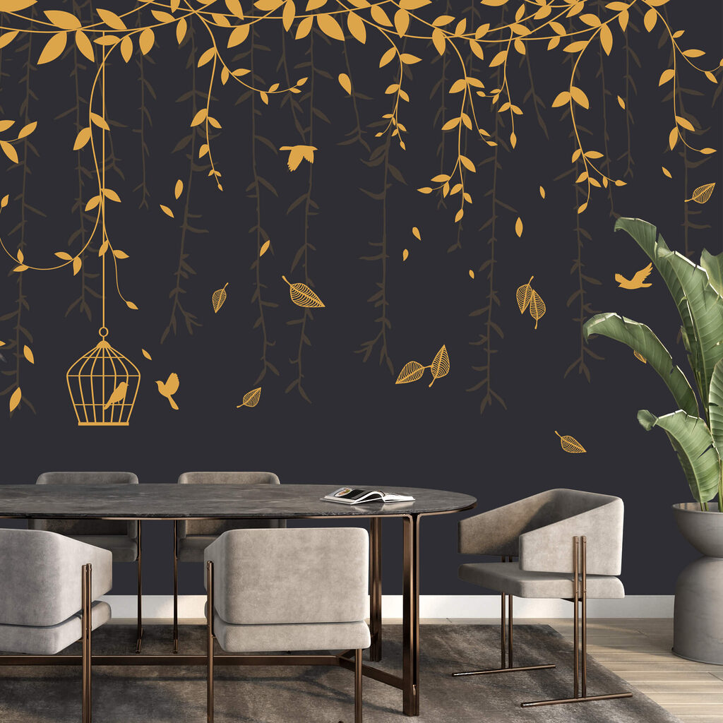 Birds among hanging twigs — interior 2
