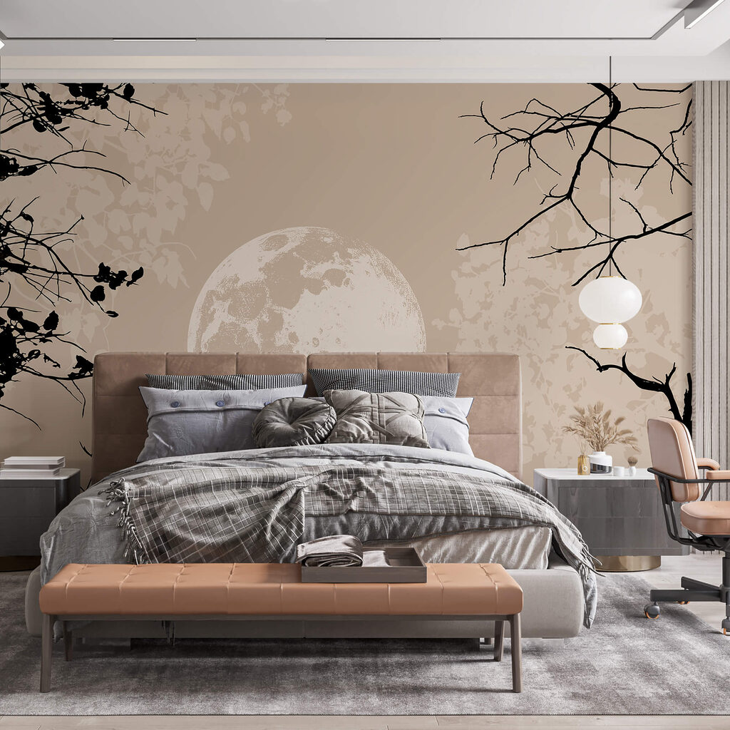 Moon between bare branches — interior 2