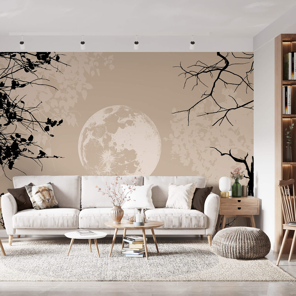 Moon between bare branches — interior 1