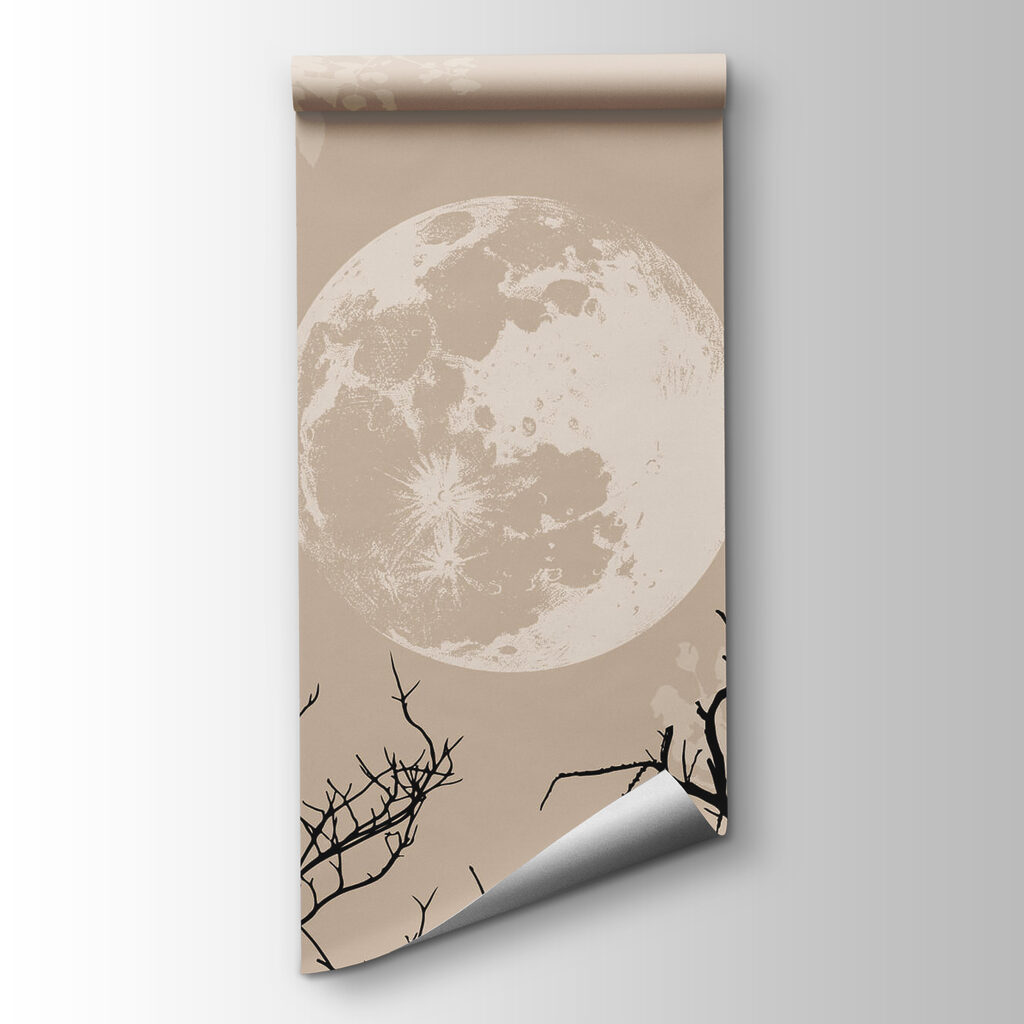 Moon between bare branches — product view