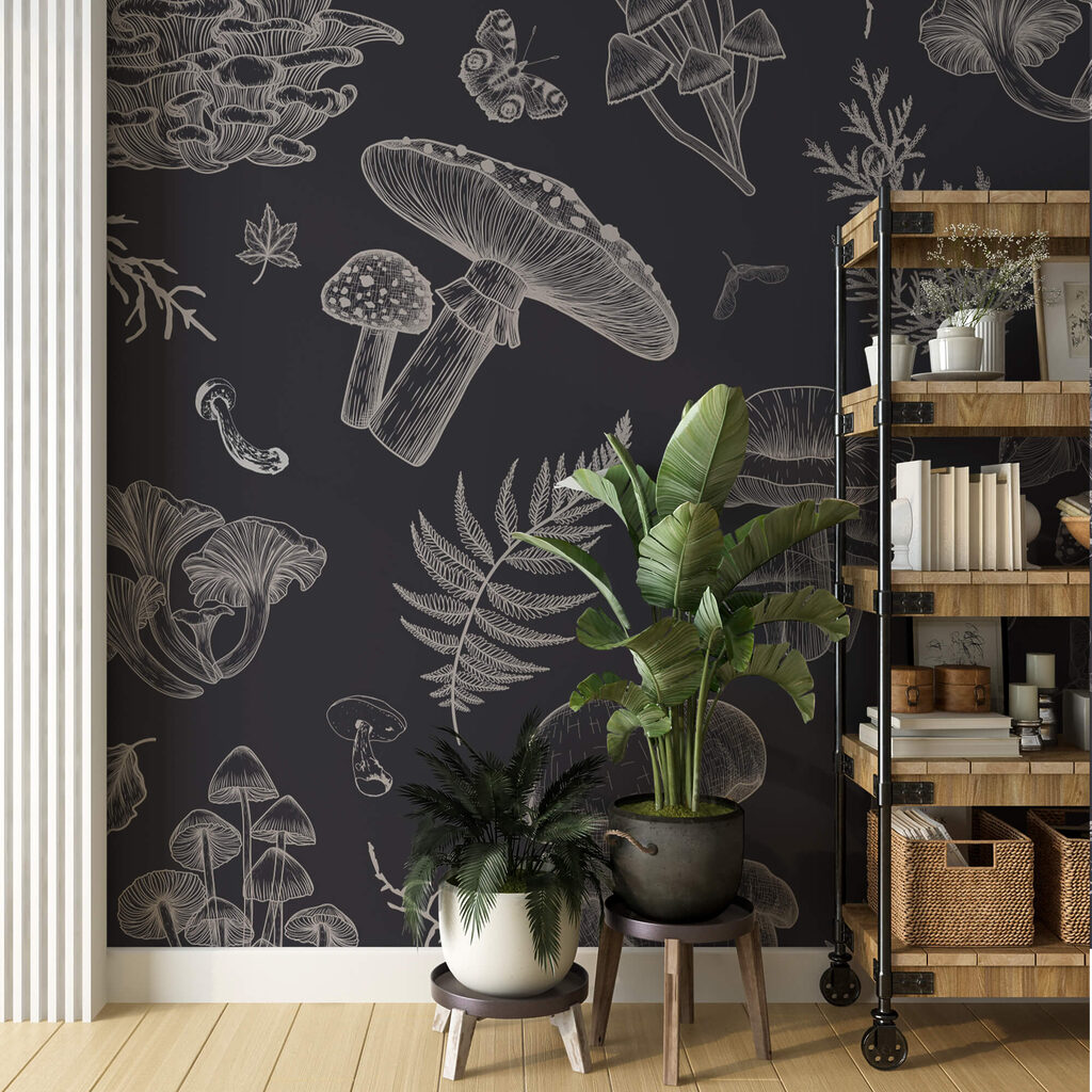 Mushrooms in fine lines — interior 1