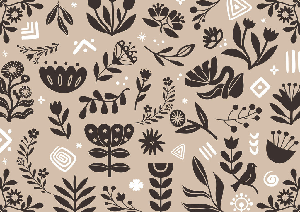 Flowers as silhouettes — full design