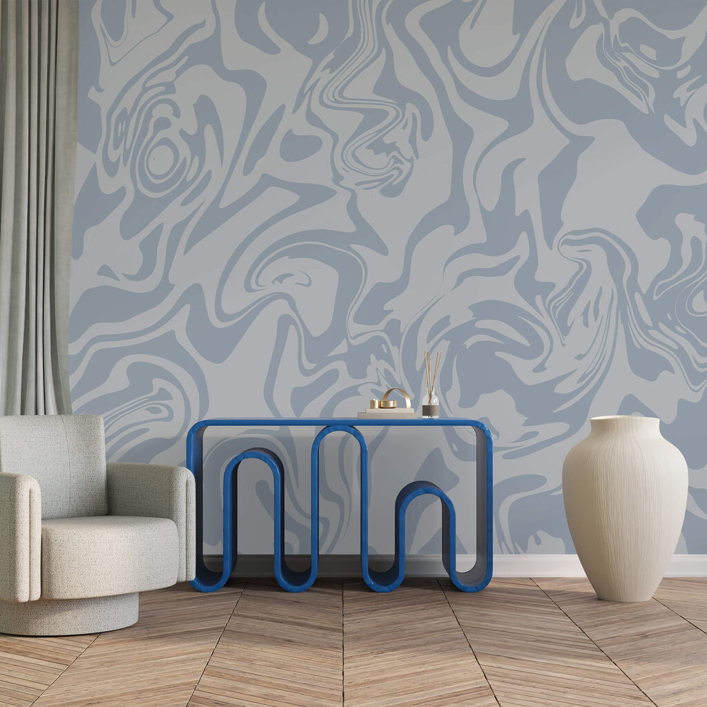 Blue swirls in motion — interior 2