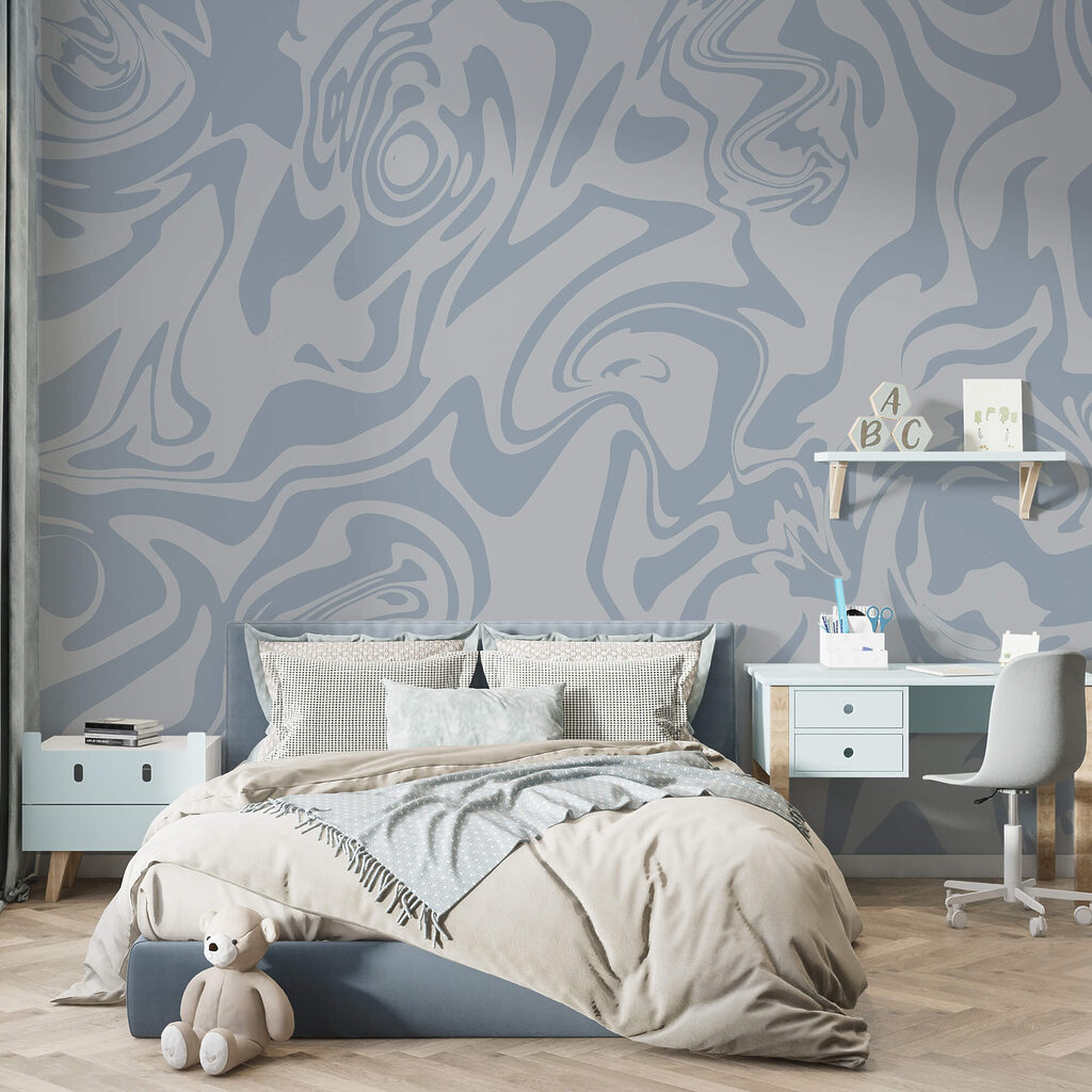 Blue swirls in motion — interior 1