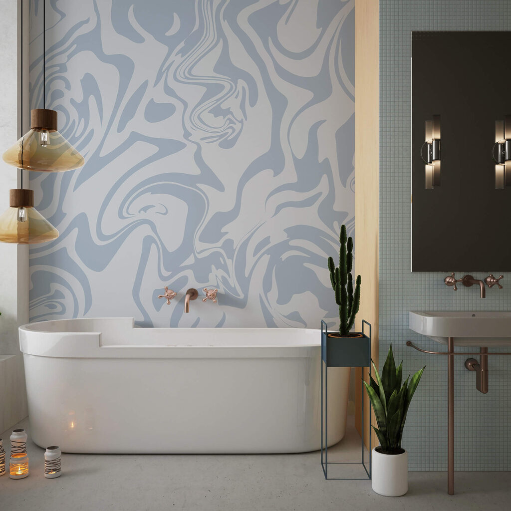 Blue swirls in motion — interior 3