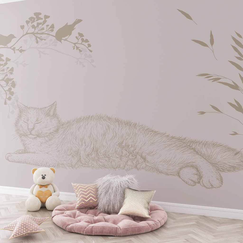 Sleeping cat under twigs — interior 3