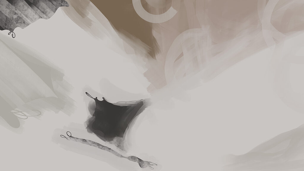 Wide brushstrokes in grey — full design