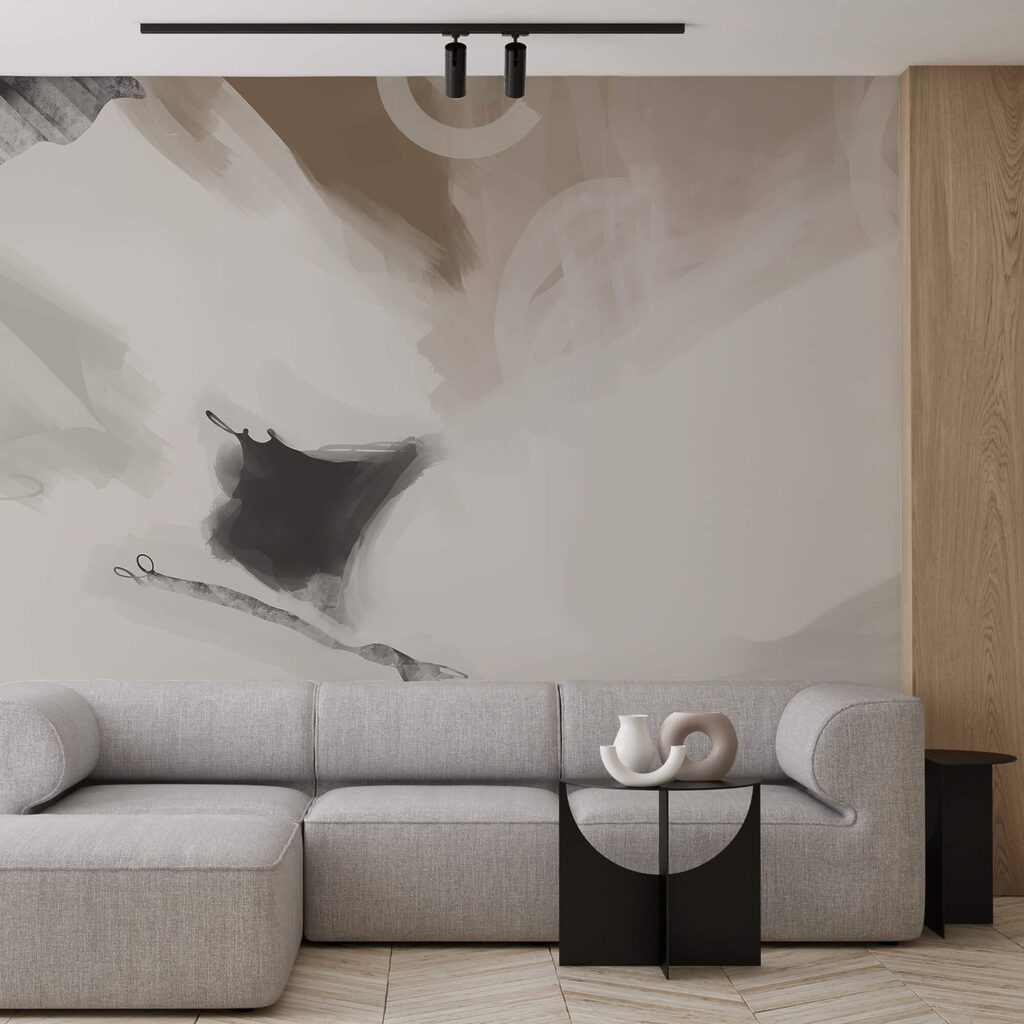 Wide brushstrokes in grey — interior 1